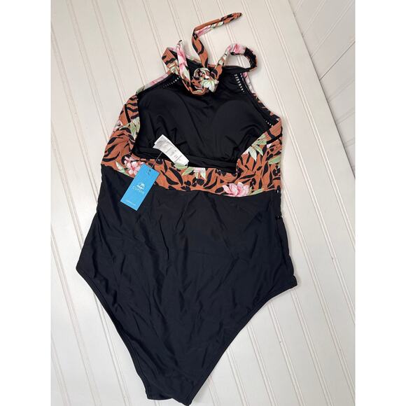 NWT Cupshe Halter Tummy Control & Floral & Animal One-Piece Swimsuit Bundle Sz L - Picture 7 of 11